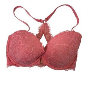 Victoria’s Secret Lined Demi Front Close Lace Racerback Bra Size 32DDD